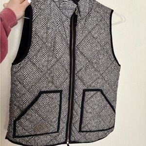 J Crew Black and White Herringbone Vest
